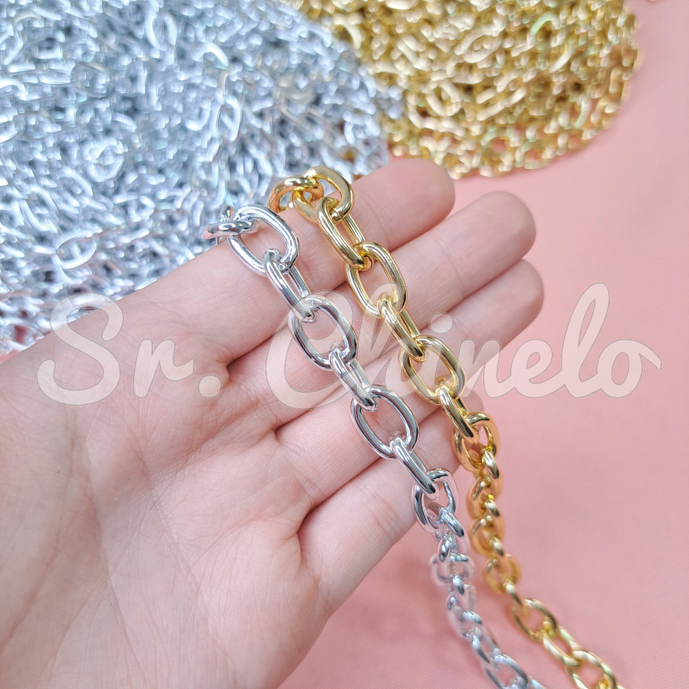 Corrente de Alumínio, Cartier Fígaro, 2,5mm, Prata