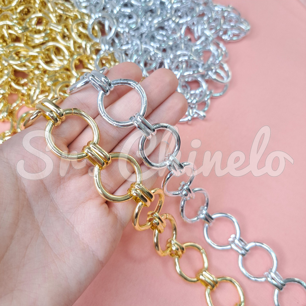 Corrente de Alumínio, Elo Português Fígaro, 3,5mm, Ouro