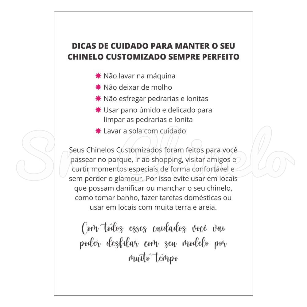 Panfleto de Cuidados Especiais, 6,5cm x 9,5cm, Branco/Pink