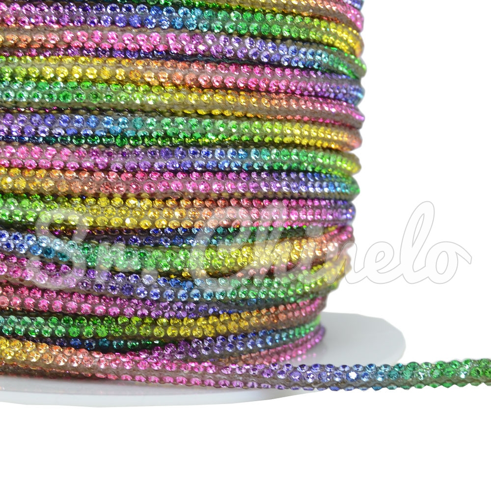 Tubo de Strass, 04mm, Fini para Cadarços, Colorido