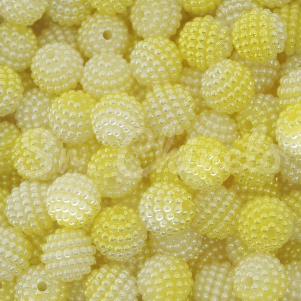 Pérola Craquelada Amora, 10mm, Mesclado Amarelo/Branco
