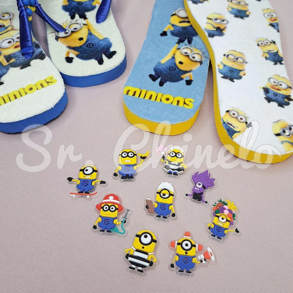 Aplique de Borracha, Minions, Engenheiro, Amarelo/Azul/Marrom