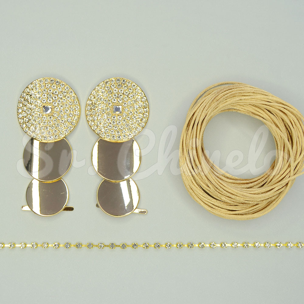 Kit Cabedal Três Esferas, Dourado