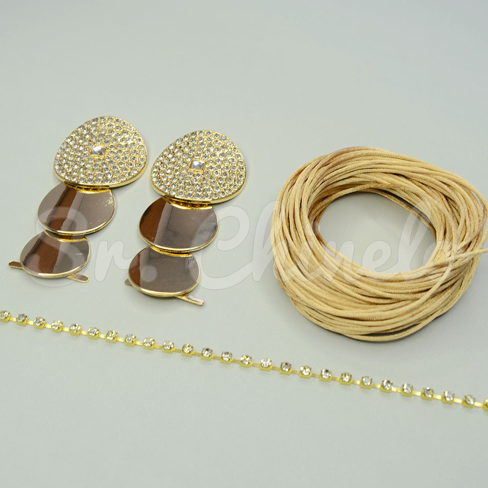 Kit Cabedal Três Esferas, Dourado