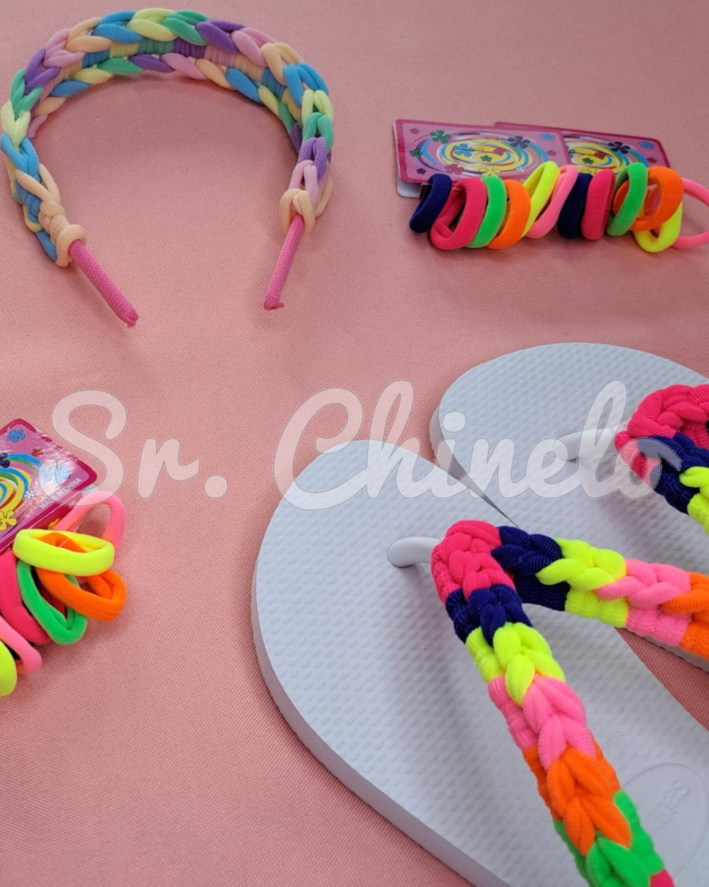 Elástico Xuxinha de Cabelo, 3cm, Colorido Neon