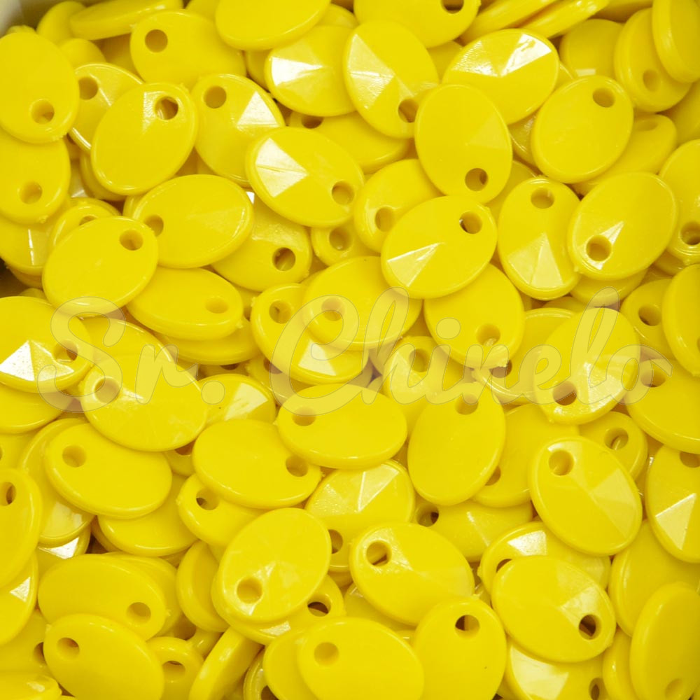 Mini Lentilha de Acrílico, 08mm, Amarelo