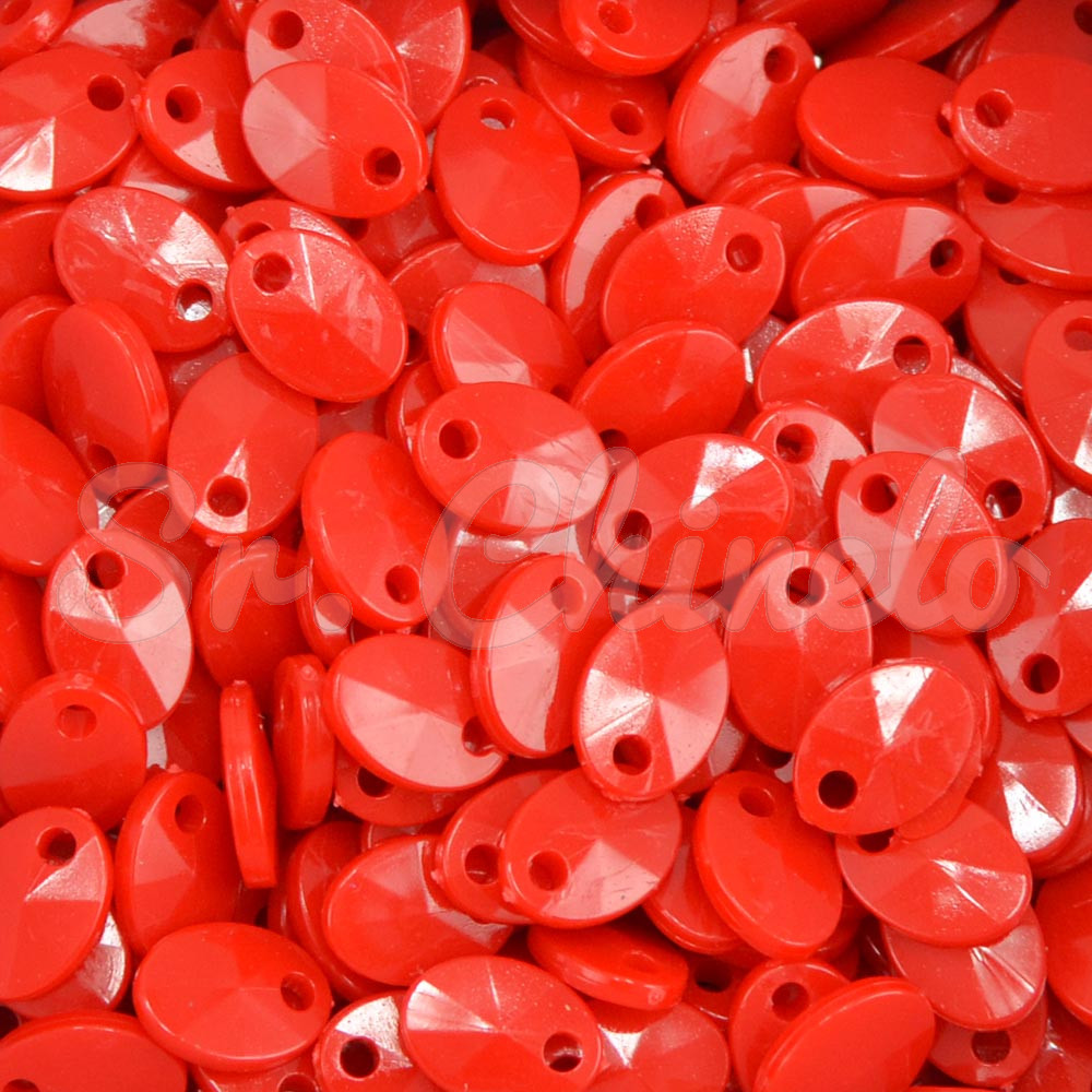 Mini Lentilha de Acrílico, 08mm, Vermelho