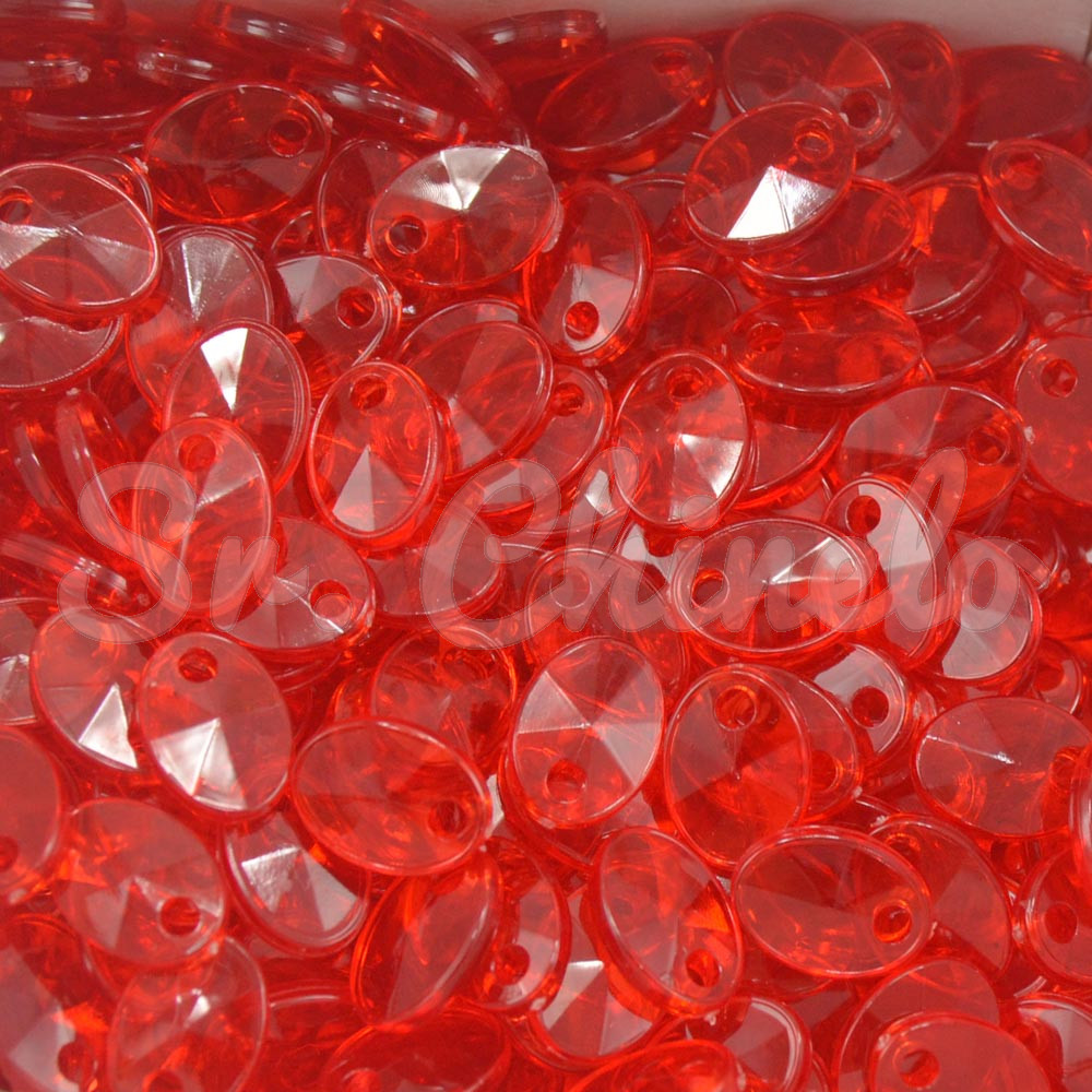 Mini Lentilha de Acrílico, 08mm, Vermelho Transparente