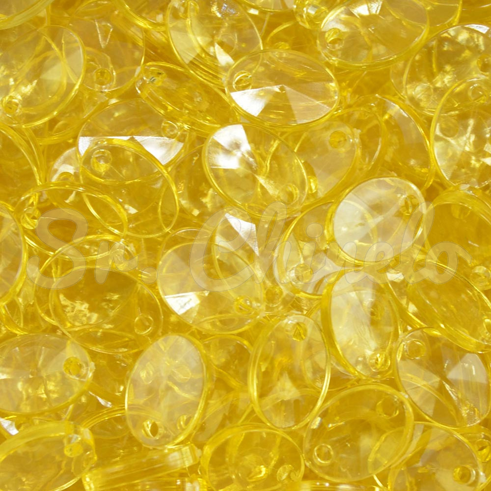 Lentilha de Acrílico, 12mm, Amarelo Ouro Transparente