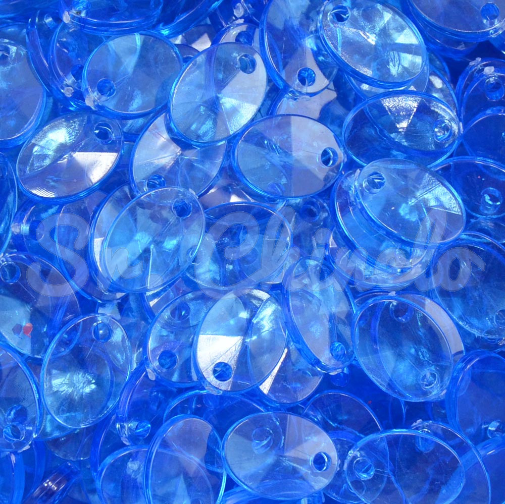 Lentilha de Acrílico, 12mm, Azul Royal Transparente