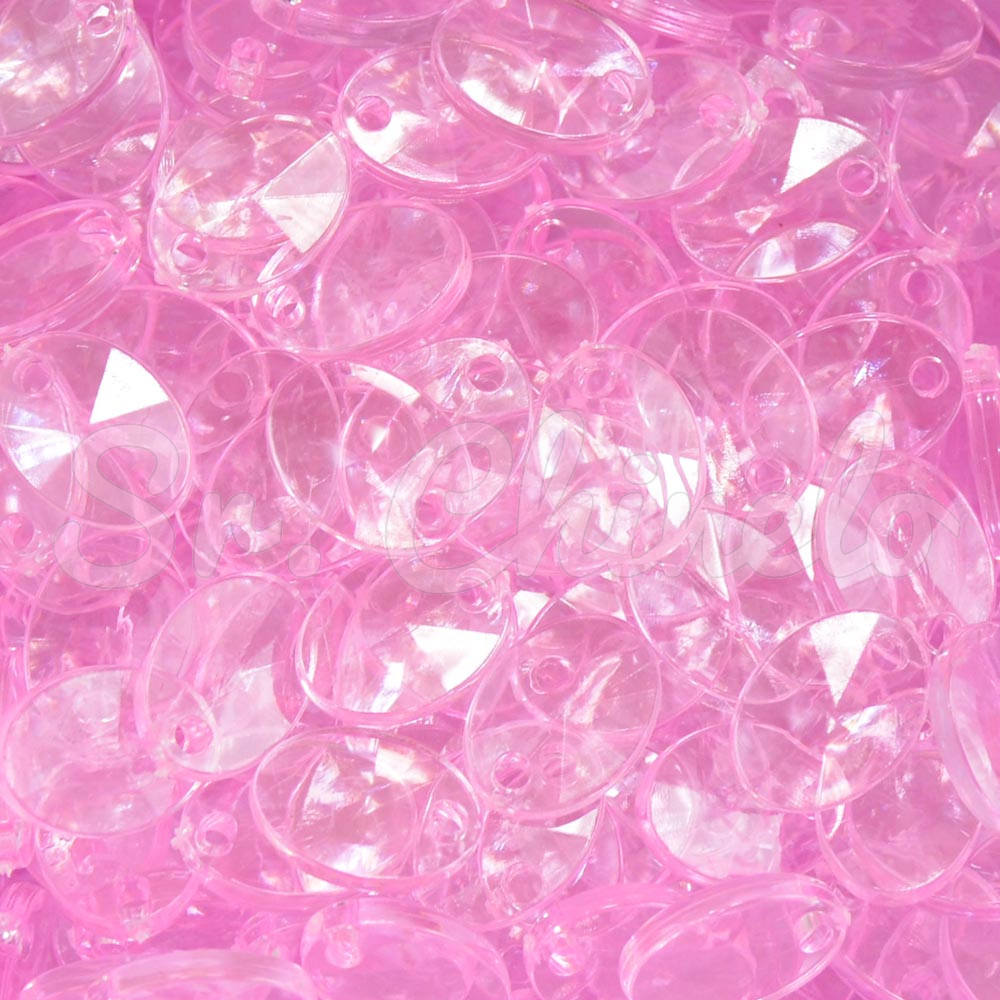 Lentilha de Acrílico, 12mm, Rosa Claro Transparente