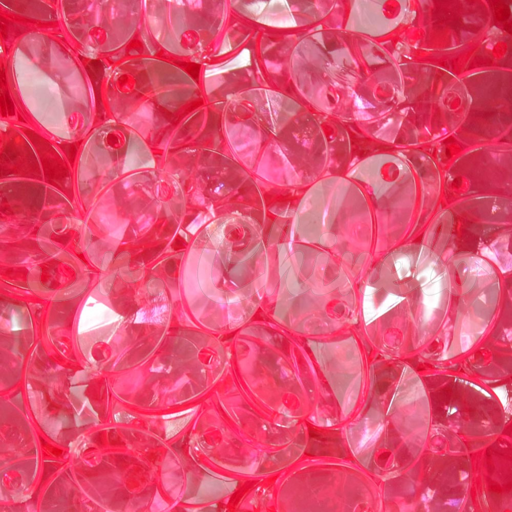 Lentilha de Acrílico, 12mm, Rosa Framboesa Transparente