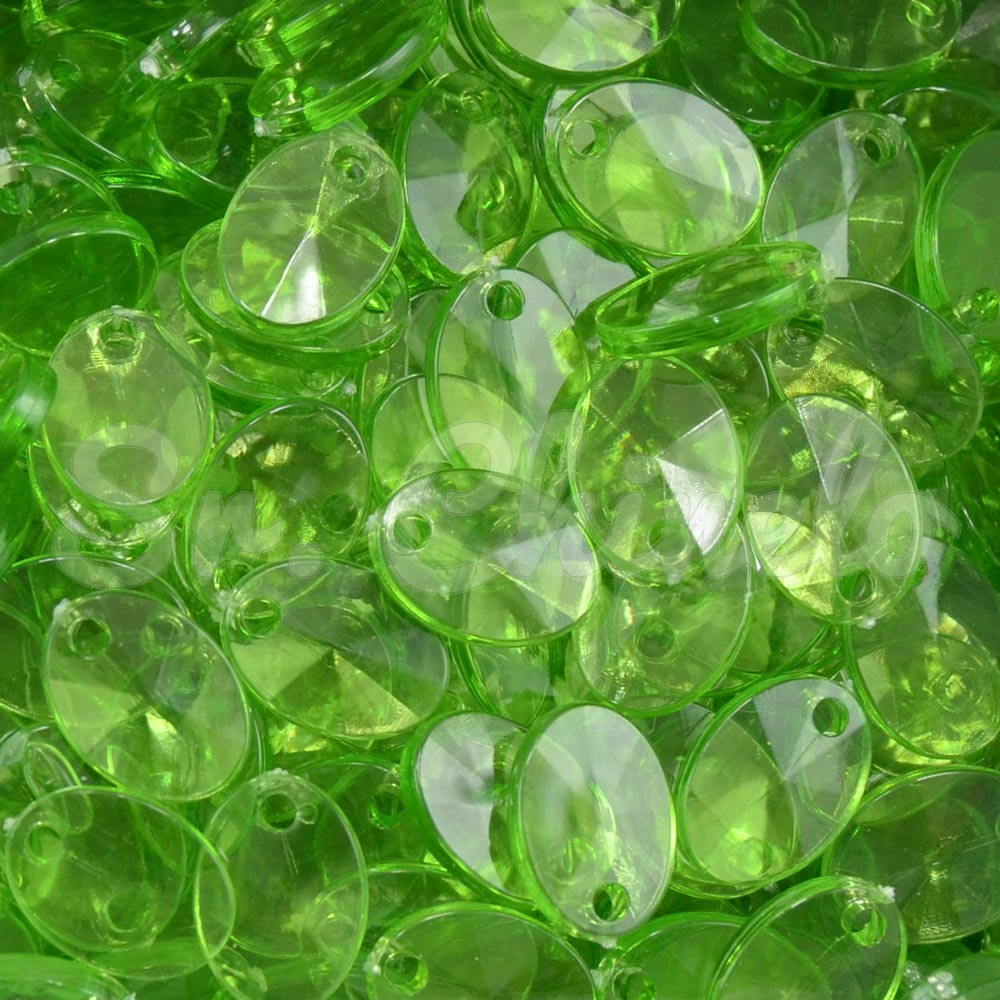 Lentilha de Acrílico, 12mm, Verde Transparente