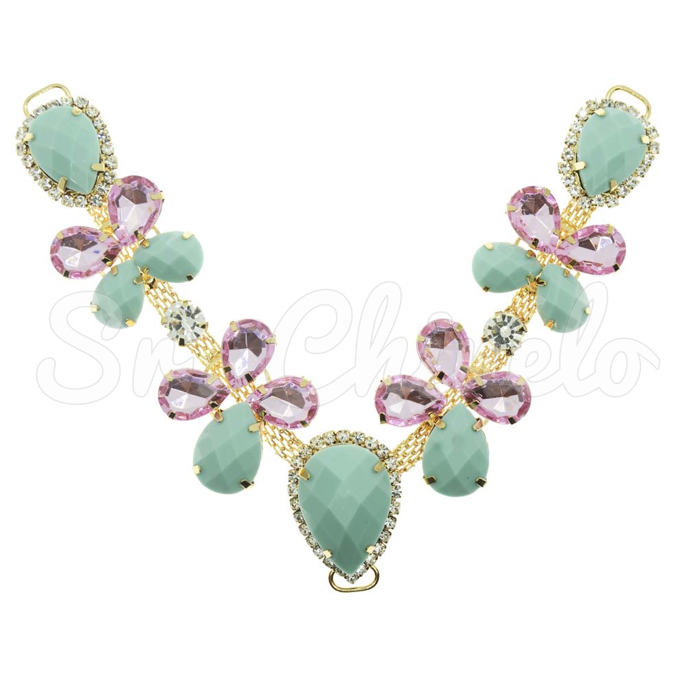 Cabedal Melissa, Passante, Verde Tiffany Fosco/Rosa Claro