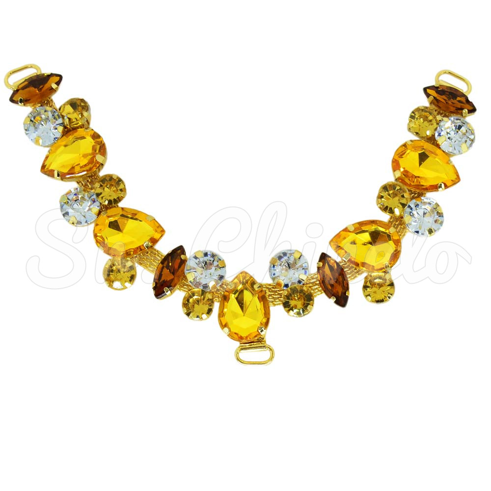 Cabedal Manu, Passante, Dourado/Marrom/Cristal