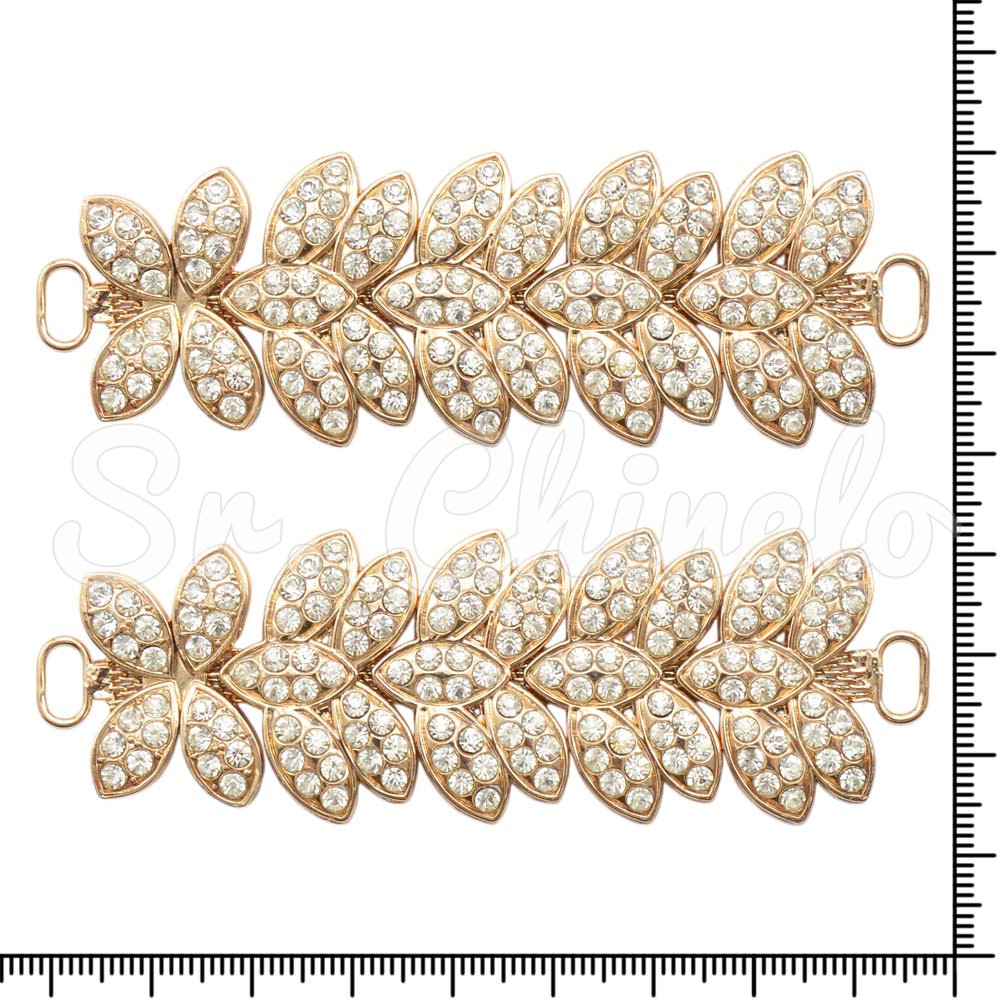 Cabedal Folhas, Passante, Ouro/Cristal