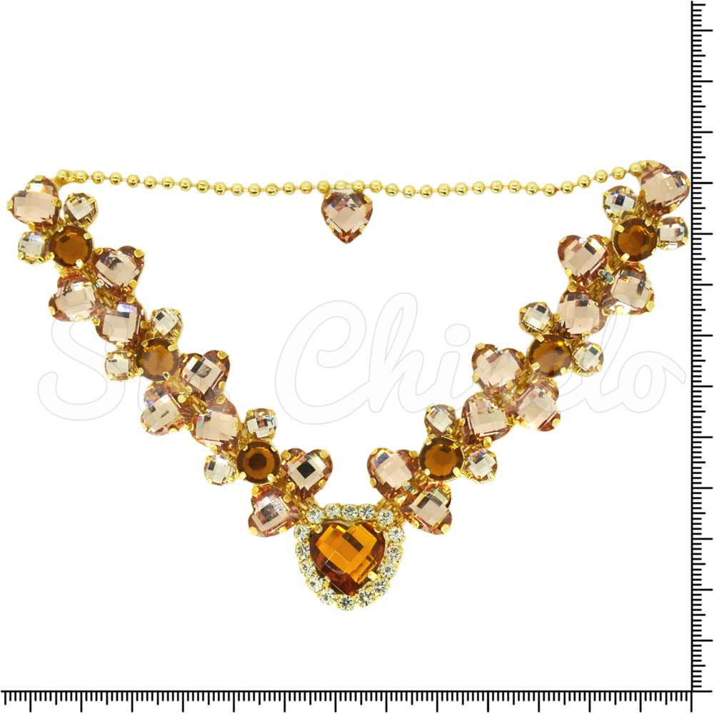 Cabedal Afrodite, Banhado, Rebite, Correntinha, Marrom/Rose Gold