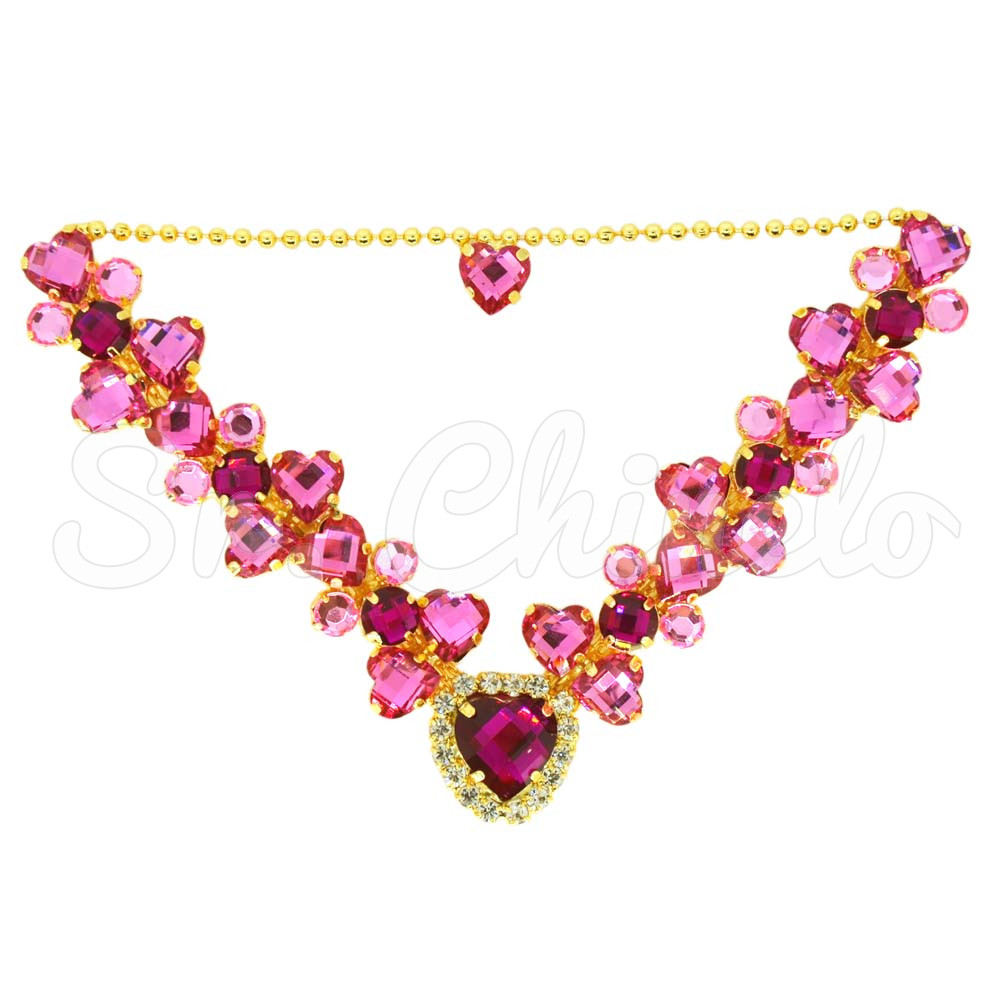 Cabedal Afrodite, Banhado, Rebite, Correntinha, Rosa Pink/Rosa