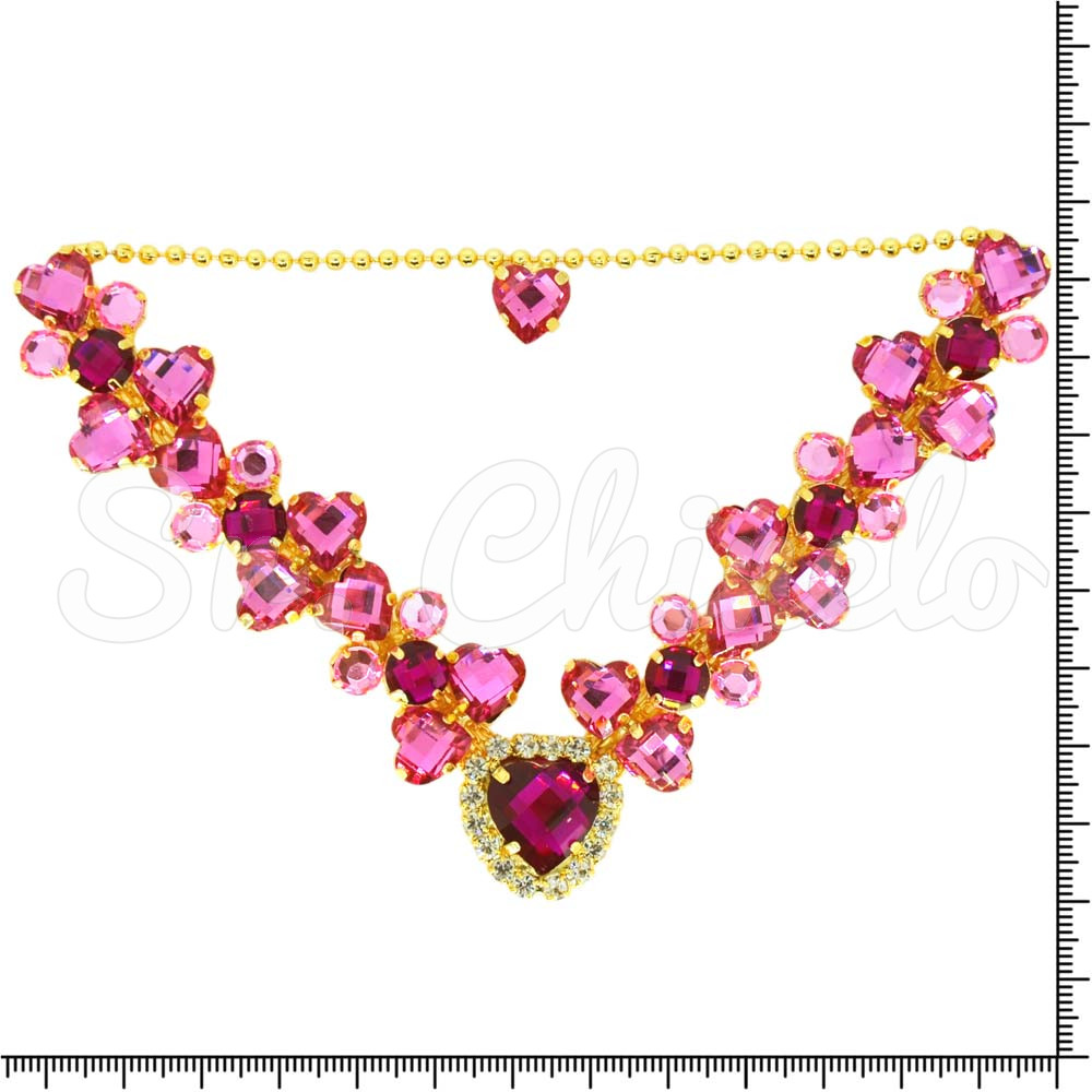 Cabedal Afrodite, Banhado, Rebite, Correntinha, Rosa Pink/Rosa