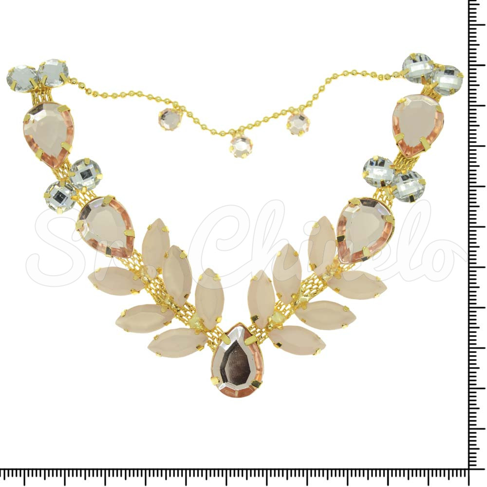 Cabedal Sirena, Banhado, Rebite, Correntinha, Rose Gold/Rose Gold Jateado