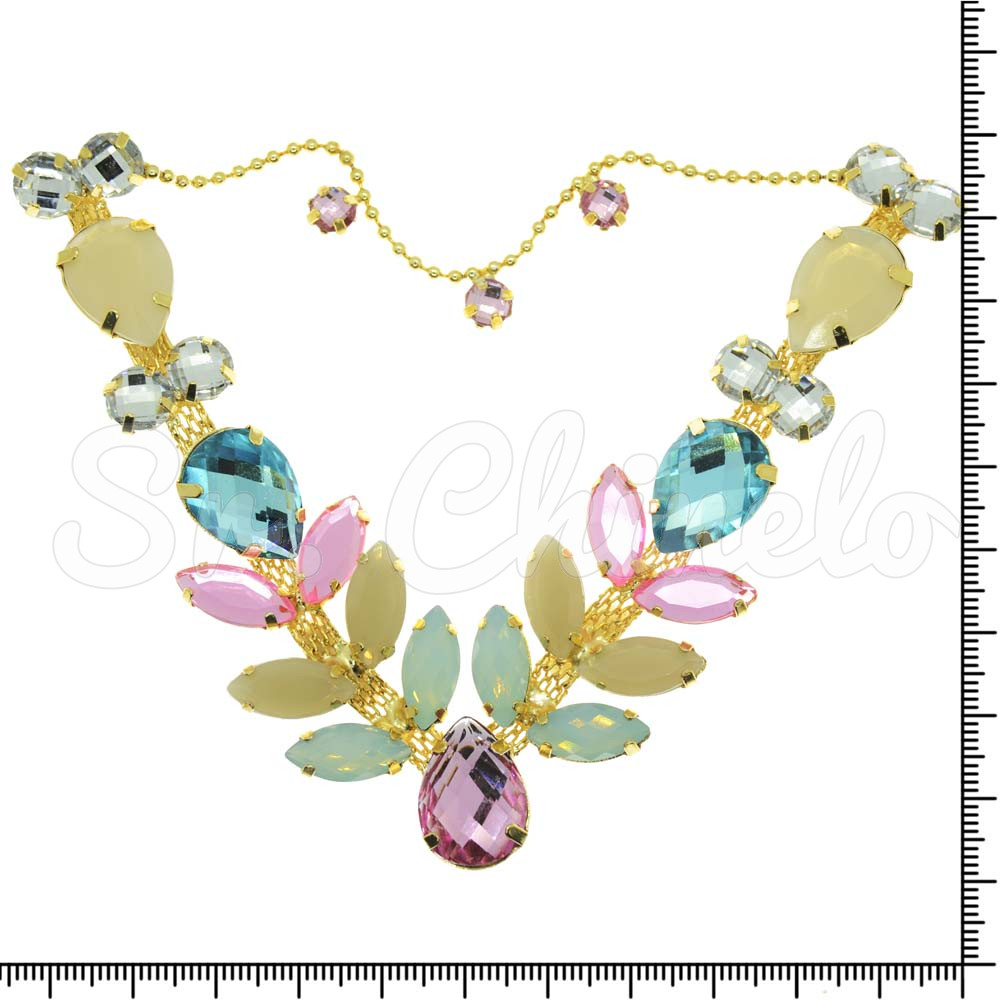 Cabedal Sirena, Banhado, Rebite, Correntinha, Rosa/Tiffany/Creme
