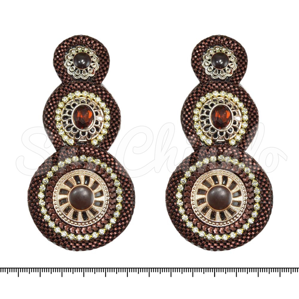 Cabedal Isabela, Tecido, Mandala, Marrom
