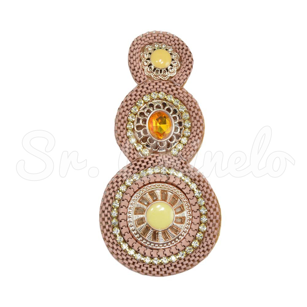 Cabedal Isabela, Tecido, Mandala, Bege