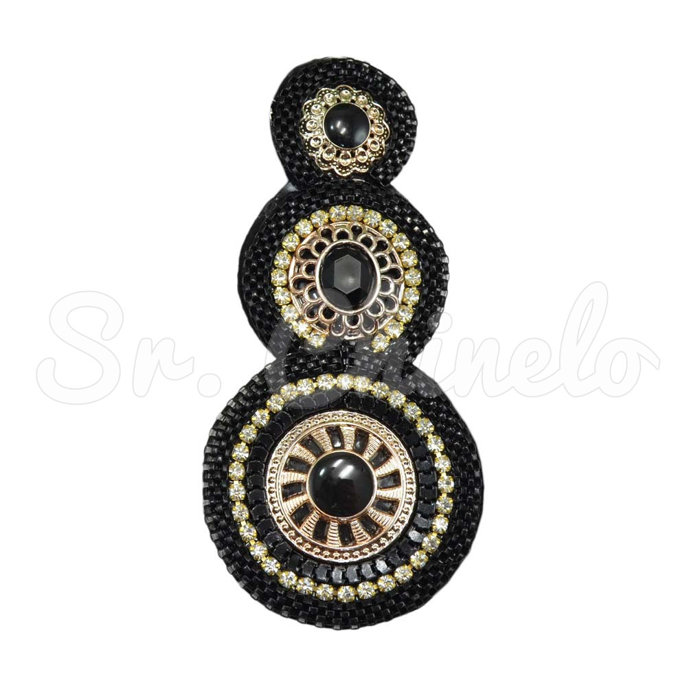 Cabedal Isabela, Tecido, Mandala, Preto