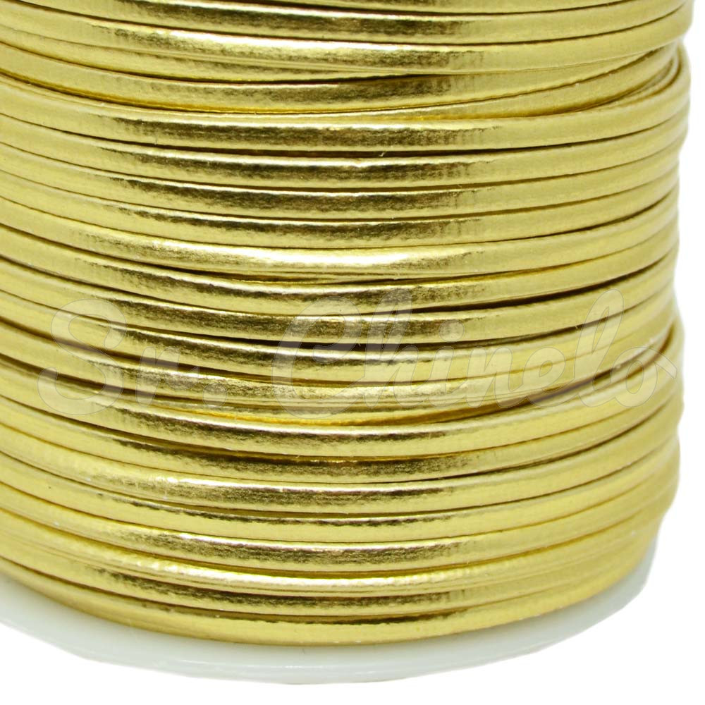 Fio de Couro, 02mm, Dourado