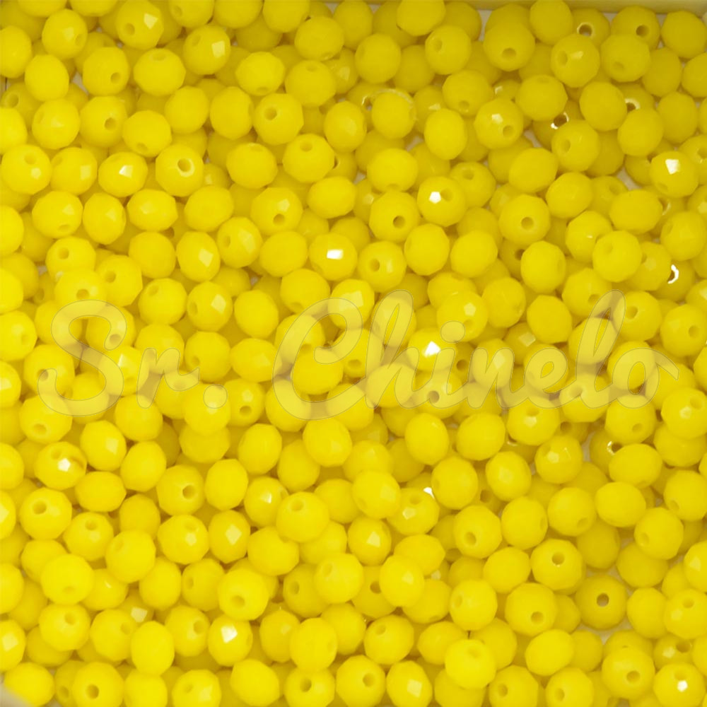 Cristal de Vidro, Rondel, 04mm, Amarelo