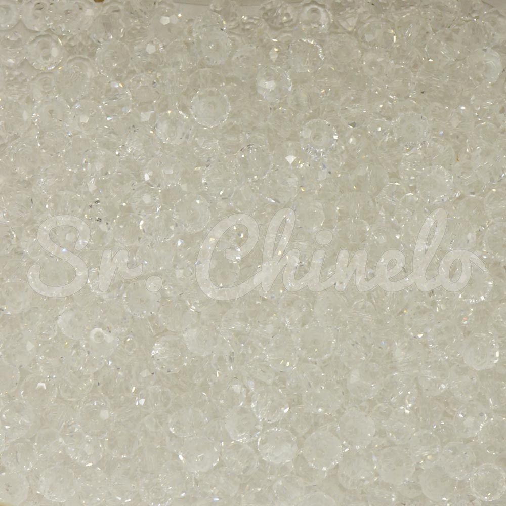 Cristal de Vidro, Rondel, 04mm, Cristal Transparente