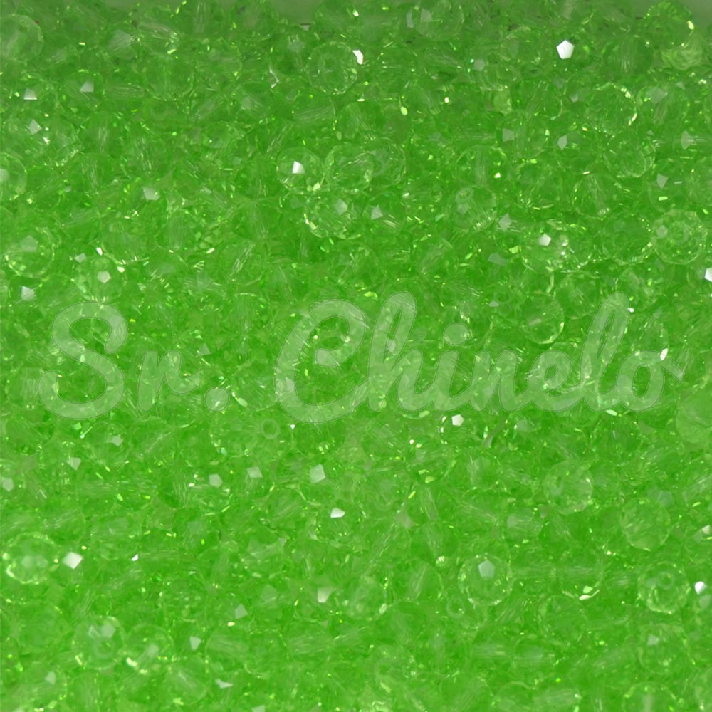 Cristal de Vidro, Rondel, 04mm, Peridot Transparente