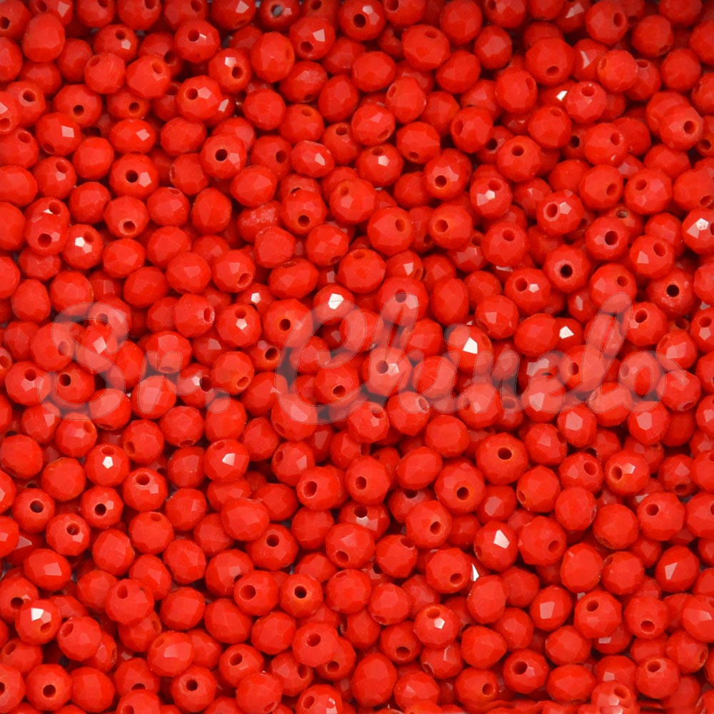 Cristal de Vidro, Rondel, 04mm, Vermelho