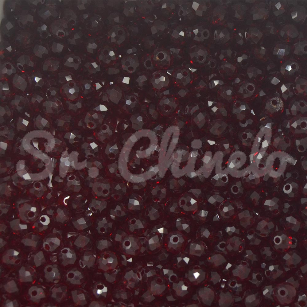 Cristal de Vidro, Rondel, 04mm, Vinho Transparente