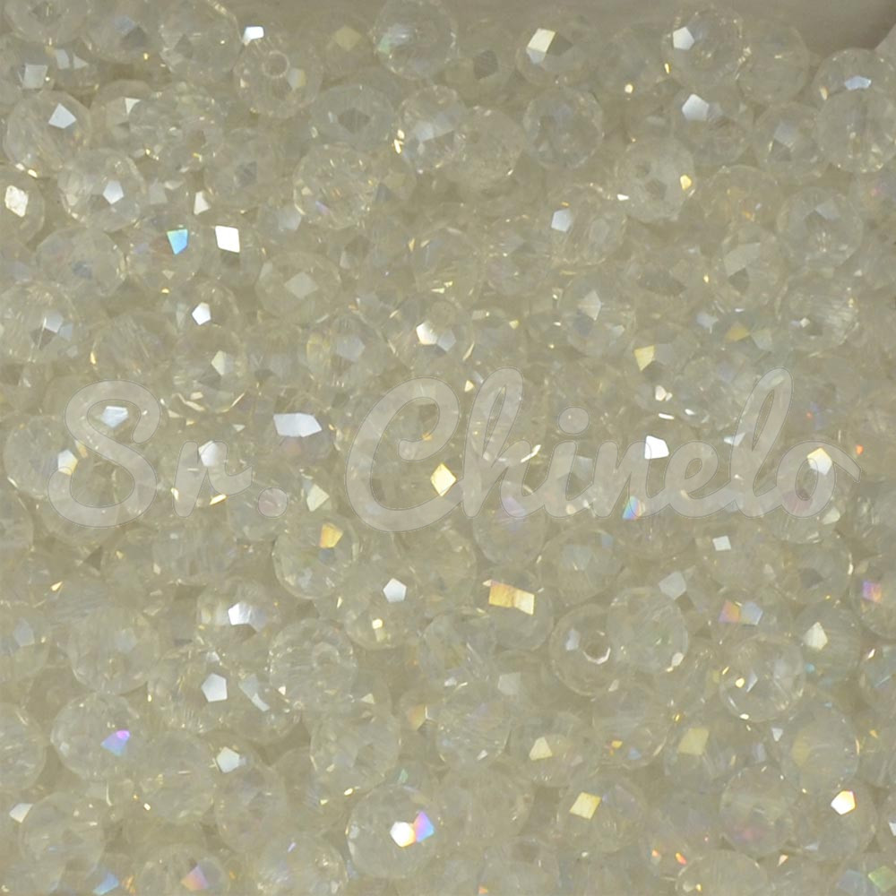 Cristal de Vidro, Rondel, 06mm, Cristal Furtacor Transparente