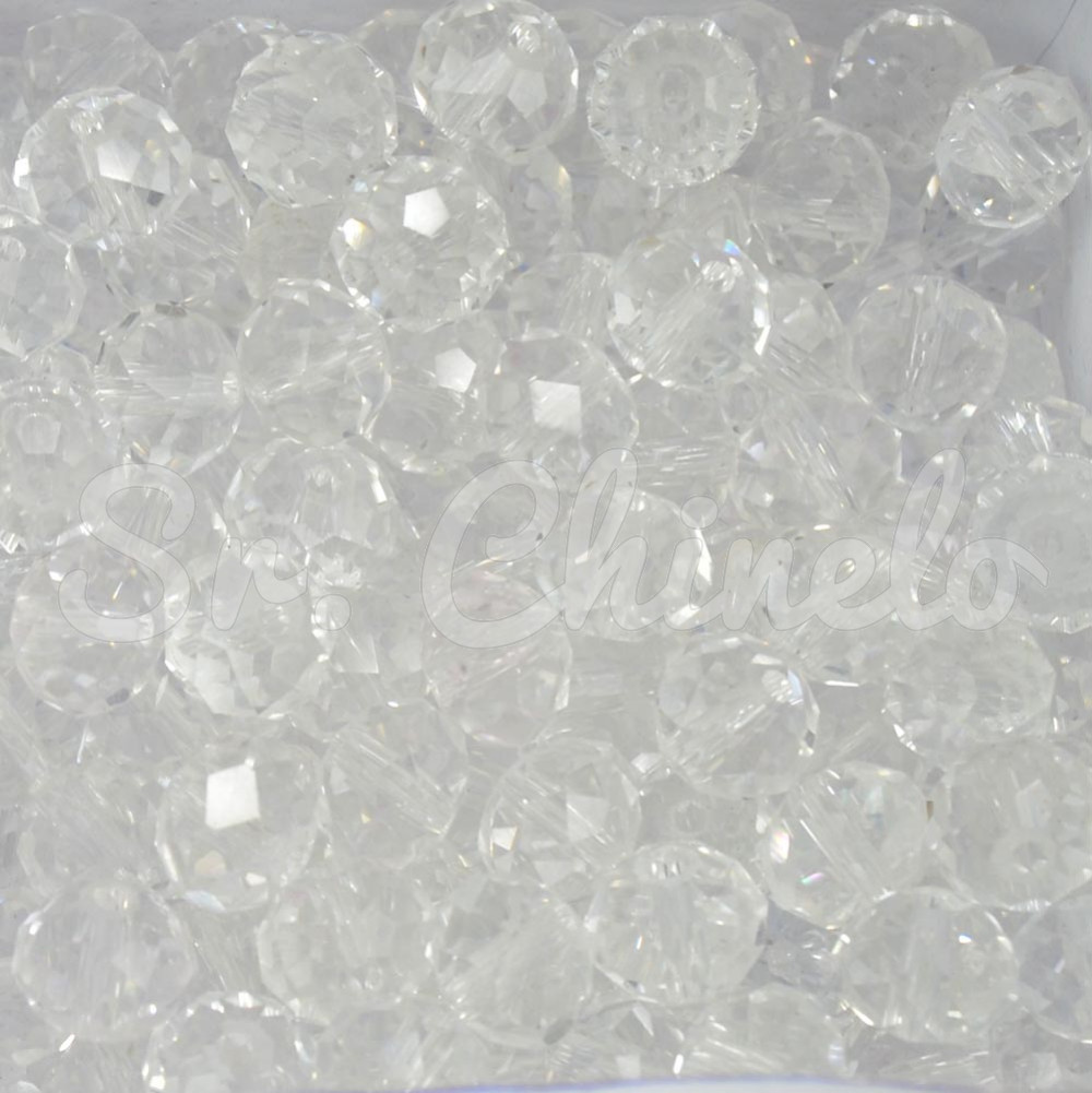 Cristal de Vidro, Rondel, 10mm, Transparente