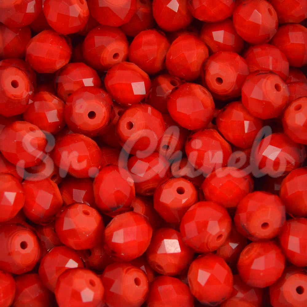 Cristal de Vidro, Rondel, 10mm, Vermelho