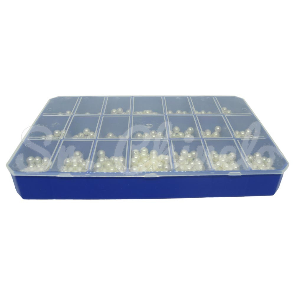 Caixa Organizadora, 21 Divisórias, Azul Royal com Tampa Transparente