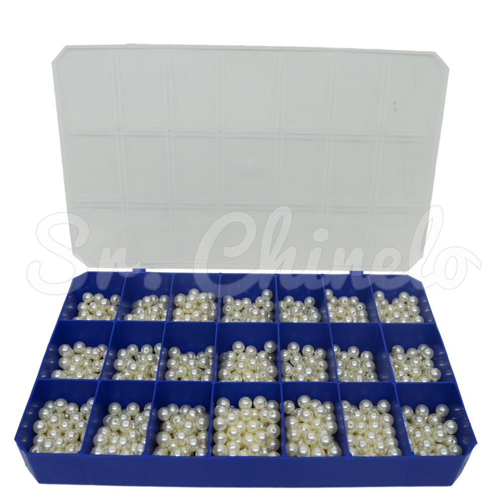 Caixa Organizadora, 21 Divisórias, Azul Royal com Tampa Transparente