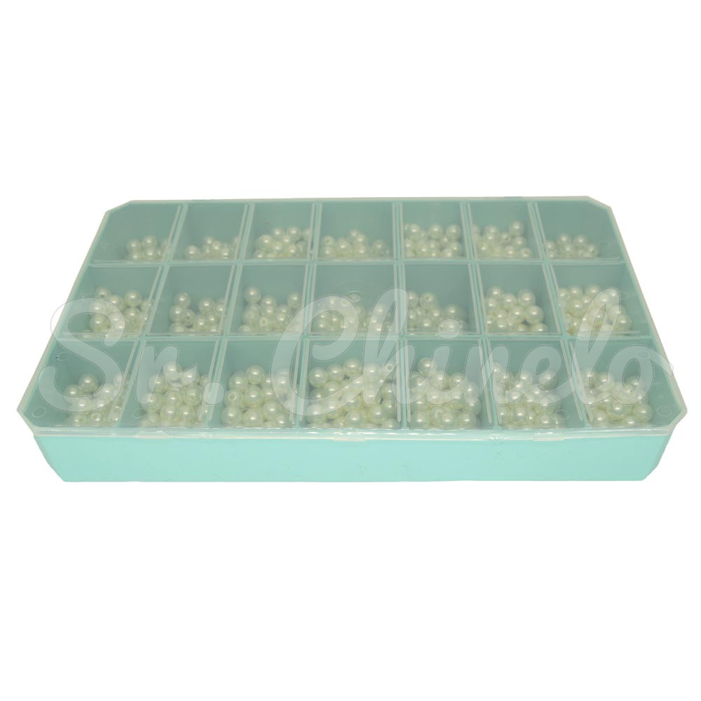 Caixa Organizadora, 21 Divisórias, Verde Tiffany/Transparente