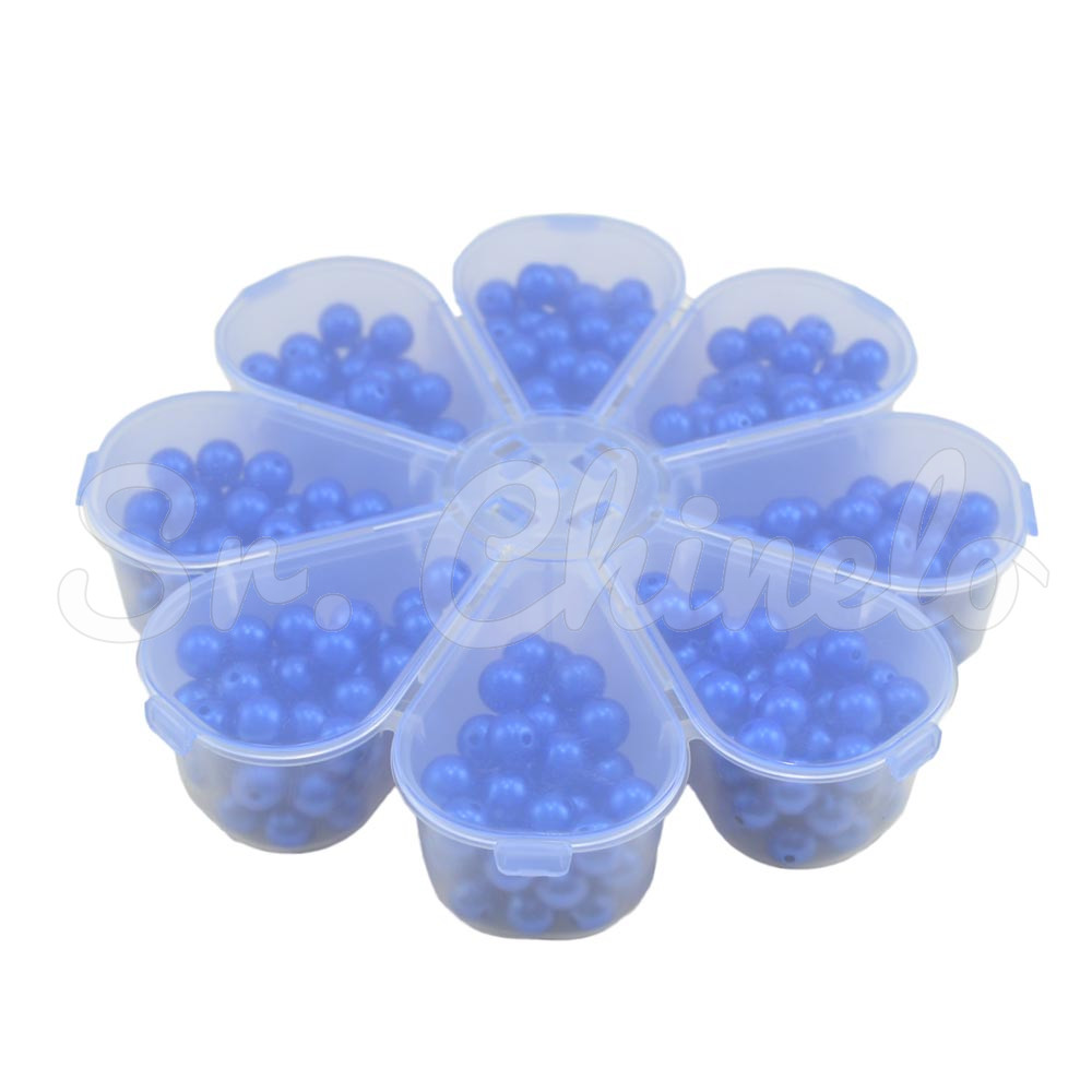 Caixa Organizadora, 8 Divisórias, Margarida, Transparente/Azul