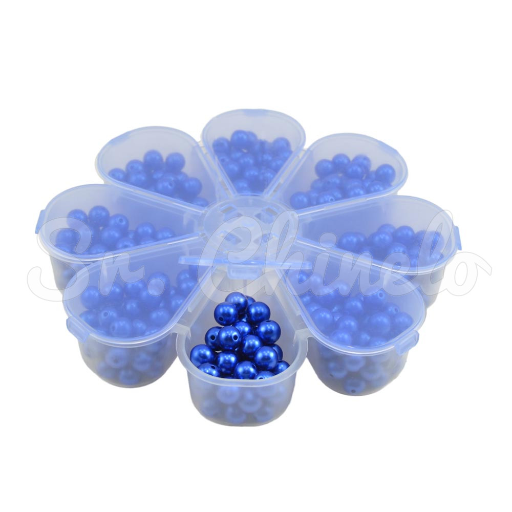 Caixa Organizadora, 8 Divisórias, Margarida, Transparente/Azul