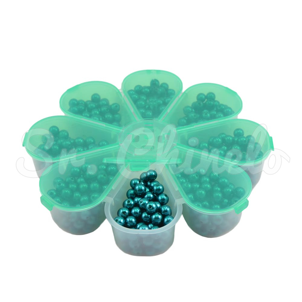 Caixa Organizadora, 8 Divisórias, Margarida, Transparente/Verde