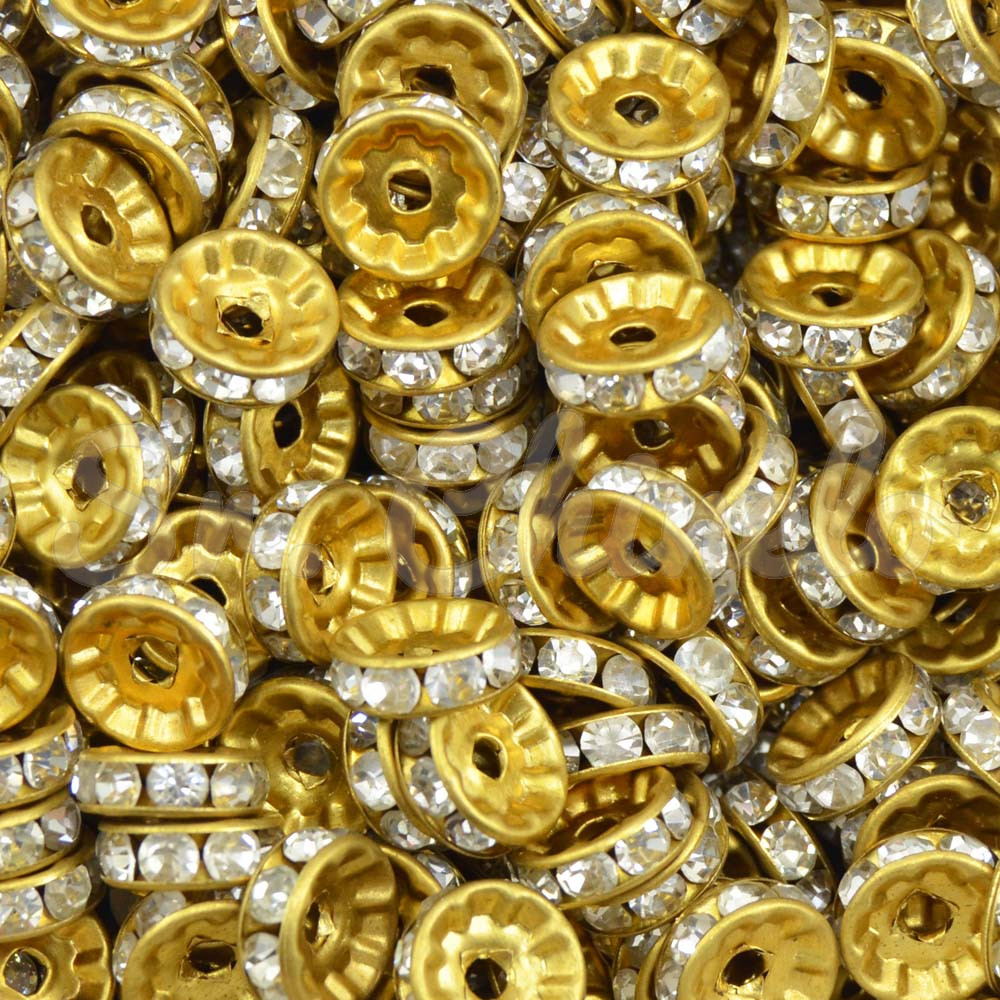 Entremeio Circular, 10mm, Ouro, Cristal