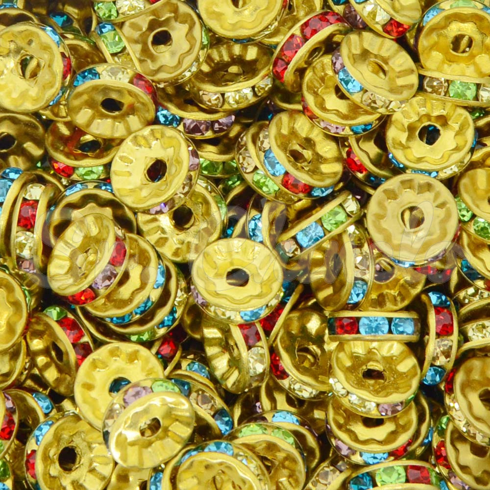 Entremeio Circular, 10mm, Ouro, Colorido