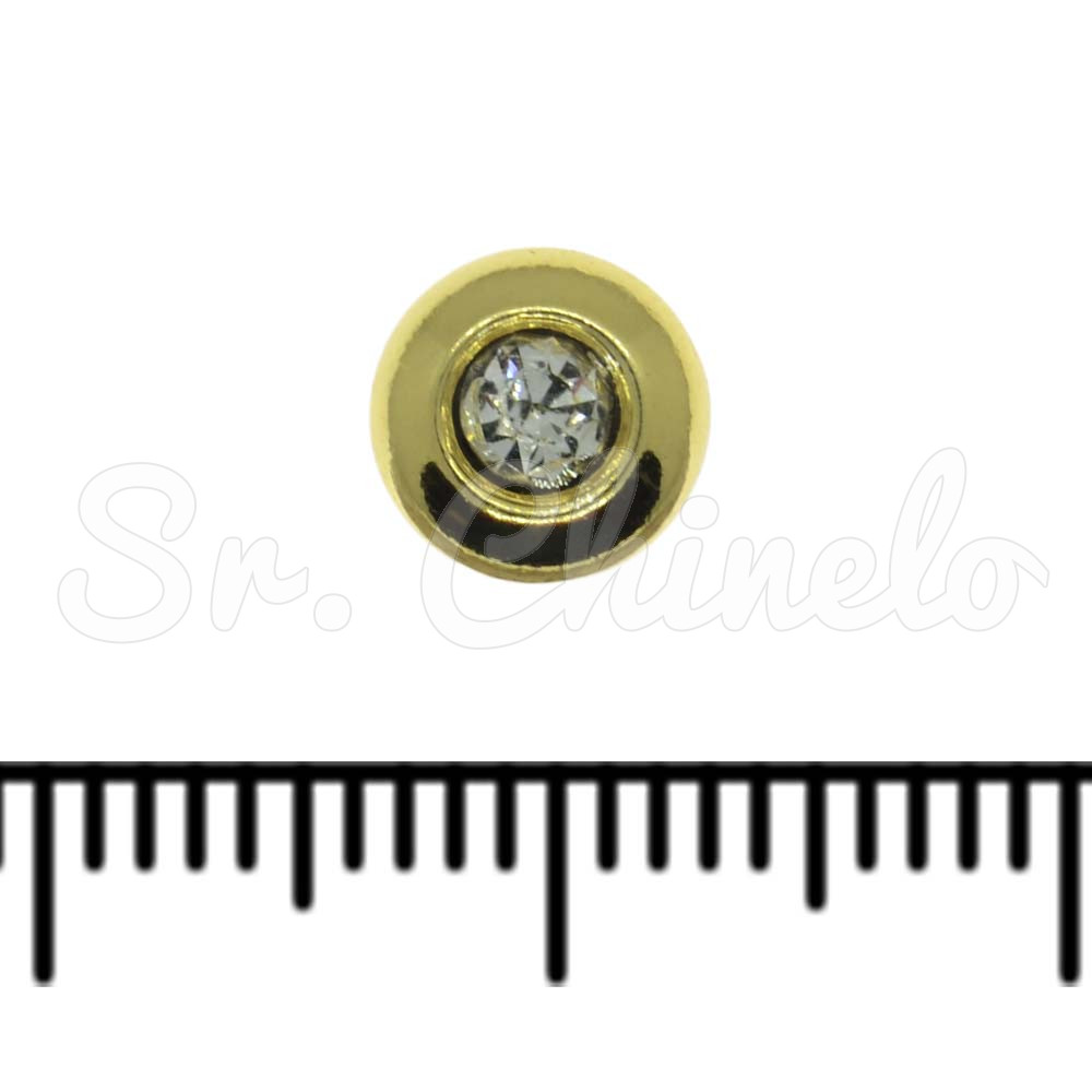 Passante, Redondo, Ouro e Strass Cristal