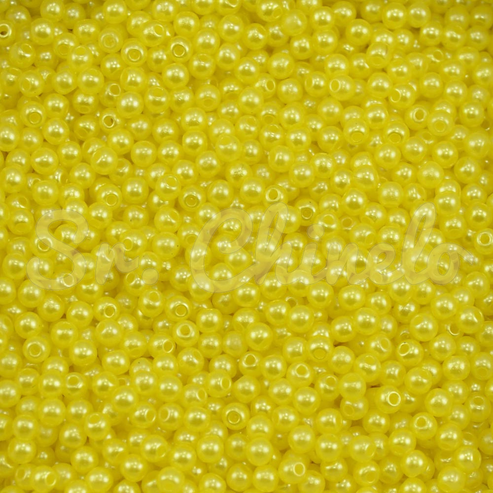 Pérola ABS, 03mm, Amarelo Canário