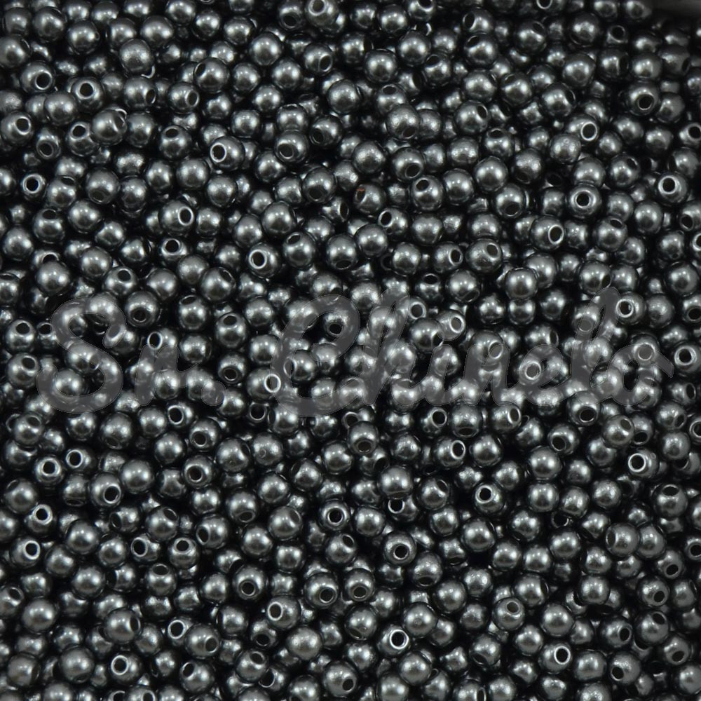 Pérola ABS, 03mm, Cinza Chumbo