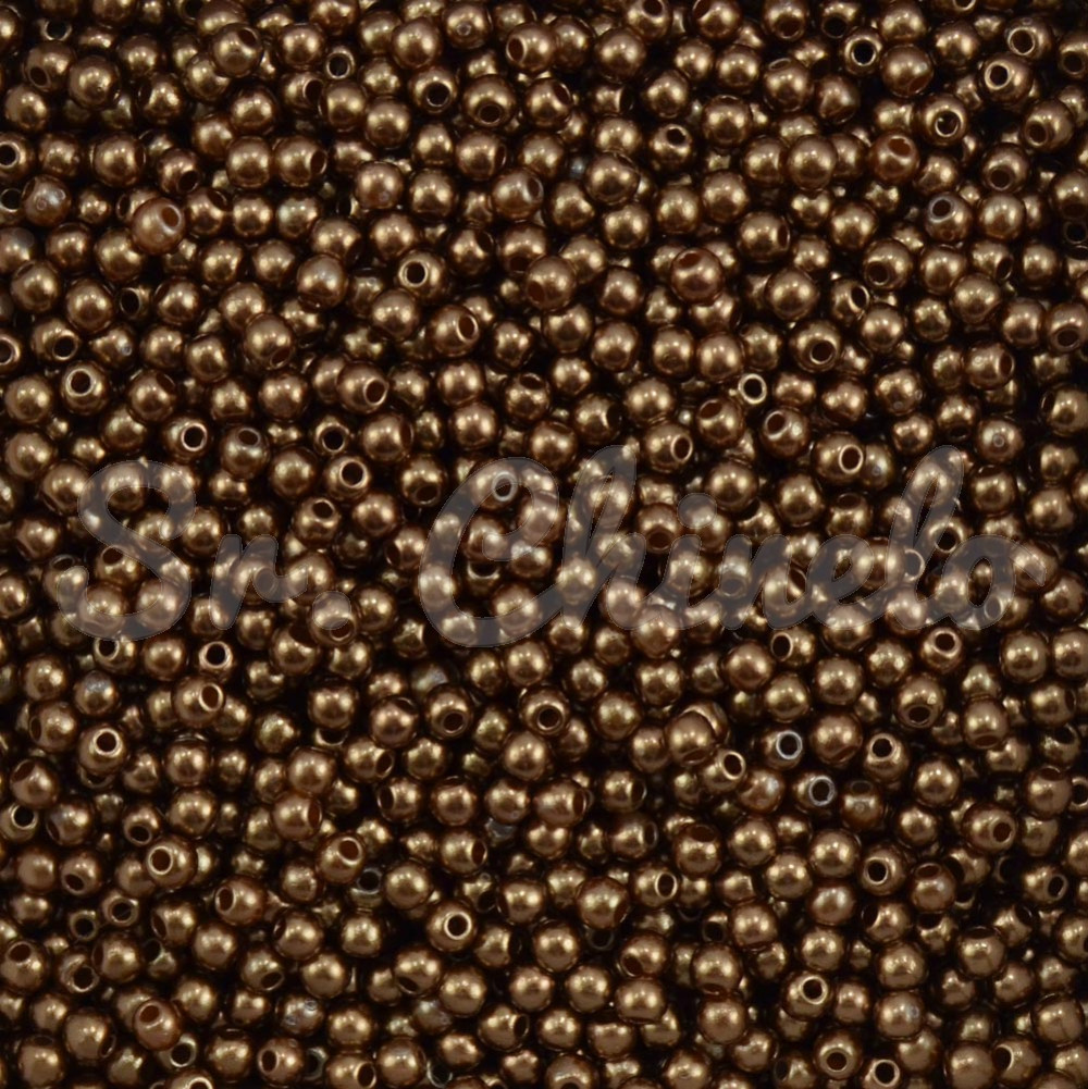 Pérola ABS, 03mm, Marrom Escuro