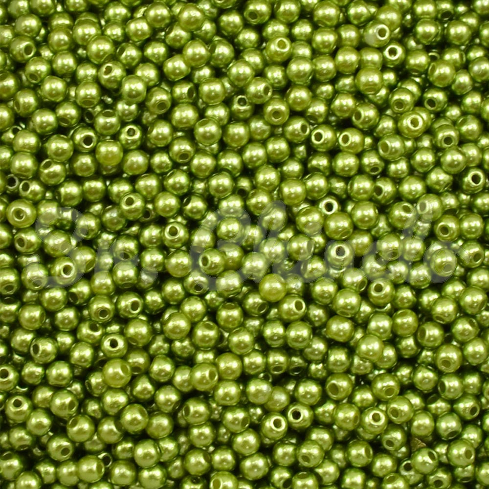 Pérola ABS, 03mm, Verde Musgo